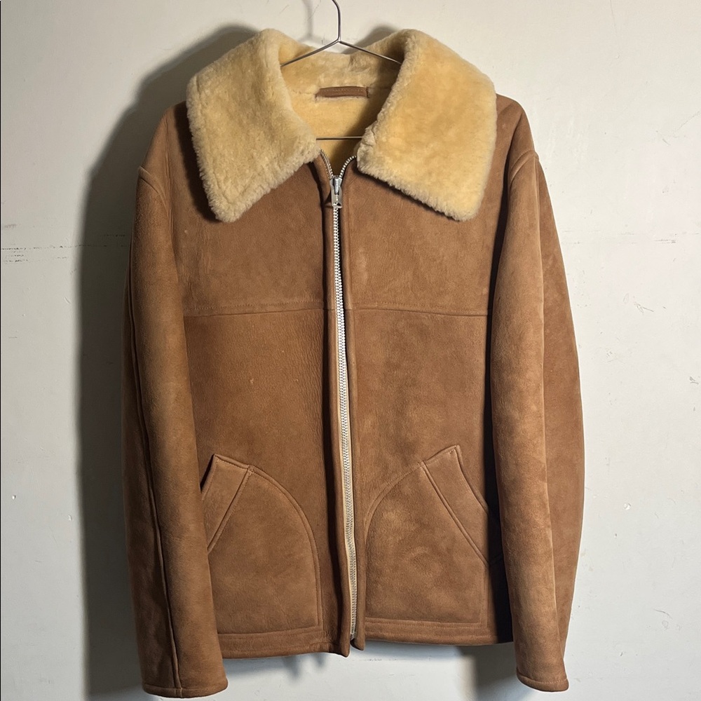 David Church Suede Shearling Sheepskin Featherweight Spring Lamb Vintage Coat